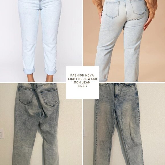 Fashion Nova Light Blue Wash Mom Jeans​​ - Picture 1 of 6
